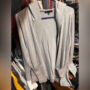 Let & Me Light Gray Open Front Hooded Cardigan